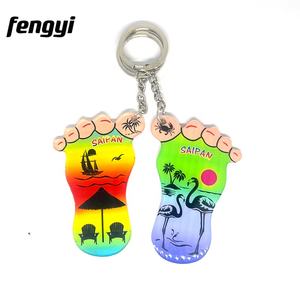 Porte-clés en MDF en forme de pied double face, <span class=keywords><strong>pas</strong></span> <span class=keywords><strong>cher</strong></span>, en gros, souvenir de Punta Cana, République dominicaine - Product Image 2