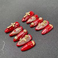Ongles Artificiels Rouge Été Style Coeur Accessoires Haute Qualité Réutilisable Usine En Gros