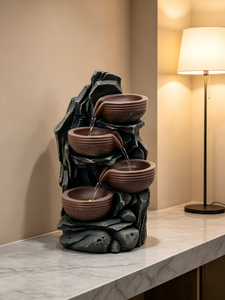 <span class=keywords><strong>Fontaine</strong></span> d'eau en résine Rock&Bowl avec lumière LED, cascade à 4 niveaux, <span class=keywords><strong>fontaine</strong></span> d'intérieur et d'extérieur <span class=keywords><strong>pour</strong></span> patio, <span class=keywords><strong>jardin</strong></span>, décoration <span class=keywords><strong>zen</strong></span> - Product Image 4
