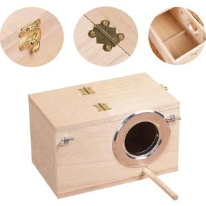 Kanarya papağan Lovebird Finch Pet kuş yetiştiriciliği malzemeleri için özelleştirilmiş ahşap kuş kafesi <span class=keywords><strong>Aviary</strong></span> yuva kutusu - Product Image 6