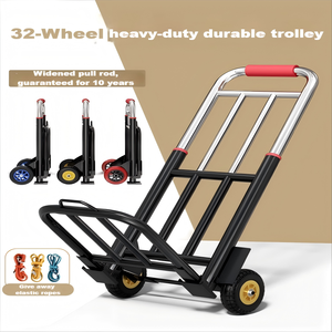 Kleiner, leichter, tragbarer, faltbarer Edelstahl-Trolley mit leisen Rädern für Einkauf, Lebensmittel und Marktstände - Product Image 5