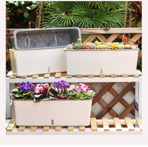 SQ36 <span class=keywords><strong>Jardinière</strong></span> rectangulaire en plastique grande taille pour <span class=keywords><strong>balcon</strong></span> familial, pot de fleurs à arrosage automatique, idéal pour fraises et légumes - Product Image 2