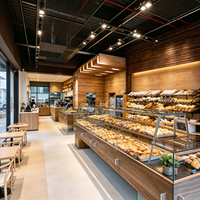 Vintage Holz Luxus Maßgefertigte Bäckerei-Vitrine Multifunktionale Gebäck-Auslagevitrine LED-Beleuchtung Umweltfreundliche Komplette Bäckerei-Einrichtung