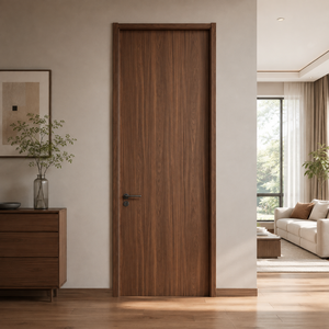 Puerta Interior Moderna de Panel Plano con Acabado de Grano de Madera, Tamaño Personalizado al por Mayor para Proyectos Residenciales, Hoteles y Apartamentos - Product Image 3