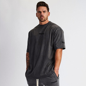 T-shirt en coton blanc surdimensionné pour homme, manches courtes, col rond, décontracté, couleur unie, jersey tricoté, design simple - Product Image 2