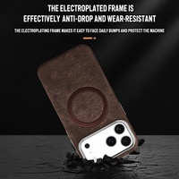 Étui de téléphone professionnel anti-chute en cuir magnétique électroplaqué C0245 pour iPhone 17 Air 18 Pro Max 16 15 14 13 12 Pro