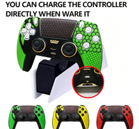 Coque de protection en silicone pour manette PS5 avec capuchons de joystick et autocollants de jeux thématiques pour manettes PS5/PS5 Pro/PS5 Slim