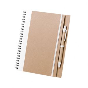 13*18 cm Personalized Logo Spiral Recycled Kraft Paper Business Notebook with Pen Set Eco-Friendly Office Gift Promotion - Product Image 1