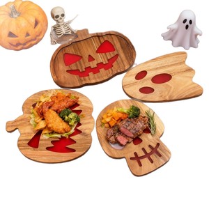 Plateaux en bois en forme de citrouille pour Halloween, en bambou, décoration intérieure et extérieure pour fête d'Halloween - Product Image 5