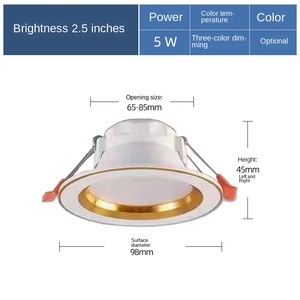 Foco LED de 7W SMD de bajo consumo que cambia de tres colores con fácil instalación para hoteles - Product Image 4