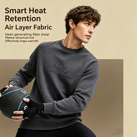 Sweat-shirt en molleton à col rond avec logo personnalisé en relief, respirant, doux, à manches longues, idéal pour les trajets urbains et les activités de plein air