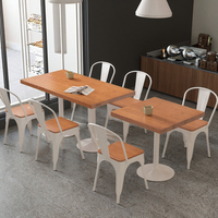 Ensemble de chaise de Table à manger carrée moderne nordique Art de fer commercial en bois massif pour café Internet magasin de thé au lait Restaurant loisirs