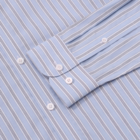 Chemise habillée à manches longues rayée bleue pour homme, coupe ajustée en coton, haut décontracté pour affaires, chemise de travail formelle infroissable pour homme
