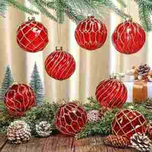 Luxury Handmade High Quality Glass <b>Christmas</b> Tree Balls 8cm - Product Image 3
