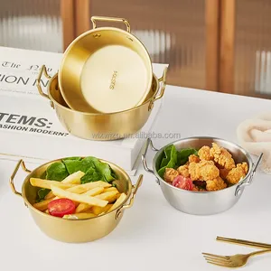 <span class=keywords><strong>Plat</strong></span> coréen en acier inoxydable 304 argenté 13CM-5.12 pouces Double poignées Snack & Riz Bol à <span class=keywords><strong>vin</strong></span> Bol rond épaissi - Product Image 4