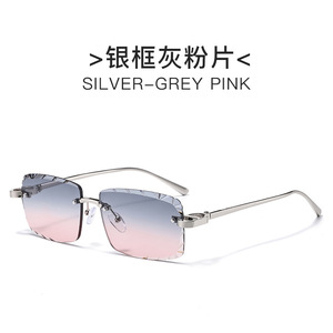 Gafas de Sol Rectangulares Sin Montura, Lentes Grises Degradados, Protección UV400, Estilo Casual para Hombre, Moda 2026 - Product Image 3