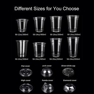 Vente en gros de gobelets en plastique jetables transparents en PET pour boissons, thé, lait, soda, avec logo personnalisé imprimé, 10, 12, 14, 16 oz - Product Image 4