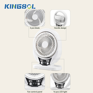 KINGSOL 저렴한 가격 8 인치 태양열 책상 테이블 팬 LED 조명 USB 태양 전지 패널 LiFePO4 충전식 팬 가정용 캠핑 외부 - Product Image 3