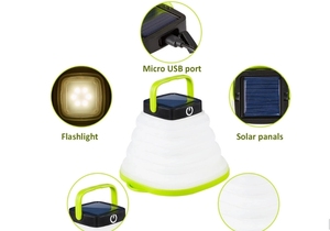 मिनी पोर्टेबल सिलिकॉन आउटडोर वापस लेने योग्य बंधनेवाला powerbank के रूप में यूएसबी आपातकालीन के साथ सौर शिविर प्रकाश का नेतृत्व किया - Product Image 6