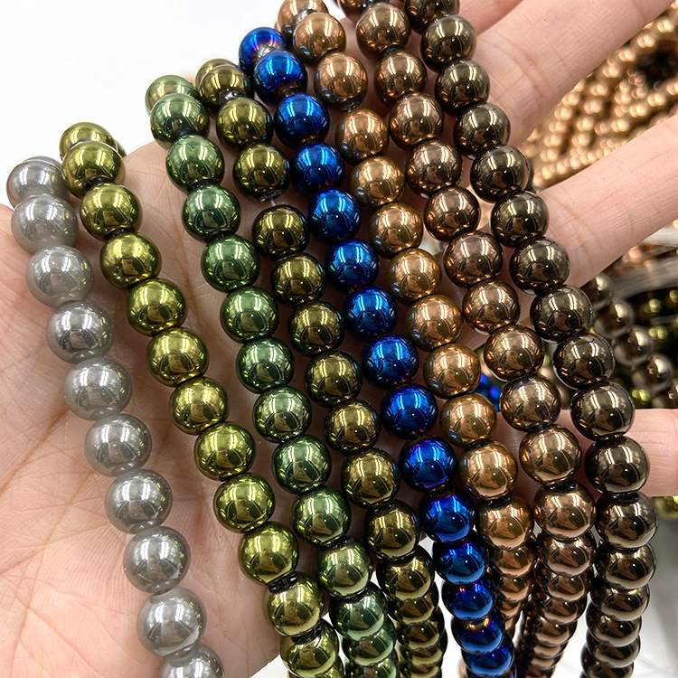 8毫米ab彩色电镀水晶圆珠玻璃珠无褪色珠宝饰品配件