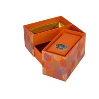 Caja de Regalo Rígida de Cartón de Doble Capa, Color Naranja Dorado, de Lujo y Alta Gama, Estilo Moderno Personalizado para Pastel Lunar