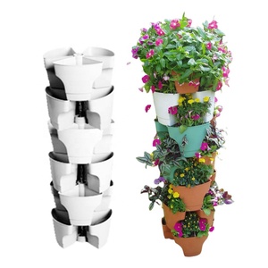 Torre de Jardinería Vertical Apilable de 3 Pétalos para el Hogar, con <span class=keywords><strong>Autorriego</strong></span>, de Altura Ajustable, para Colgar en la Pared, Multiusos - Product Image 4