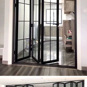 Porte d'entrée pliante moderne en alliage d'aluminium et verre, étanche, à double battant, pour balcon, salon, cour, extérieur - Product Image 3