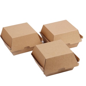 食品梱包箱使い捨てクラフトパッキングバーガーボックスカスタム印刷ハンバーガーボックス付き - Product Image 6