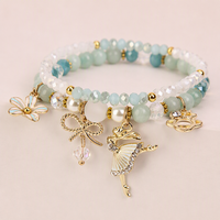 Bracelet élastique pour femme avec perles de cristal, motif nœud et fleur, style danseuse de ballet, accessoire de mode, cadeau élégant