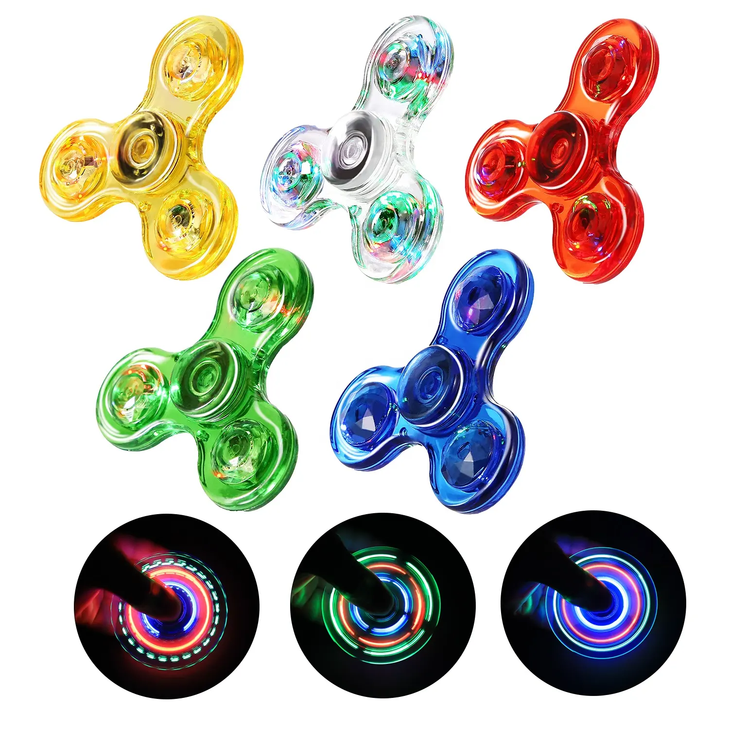 TIMI'S Wholesale Party Favors Light Up Finger Spinner Fidget Hand Toys Crystal Led Fidget Spinner for ADHD Anxiety Toys