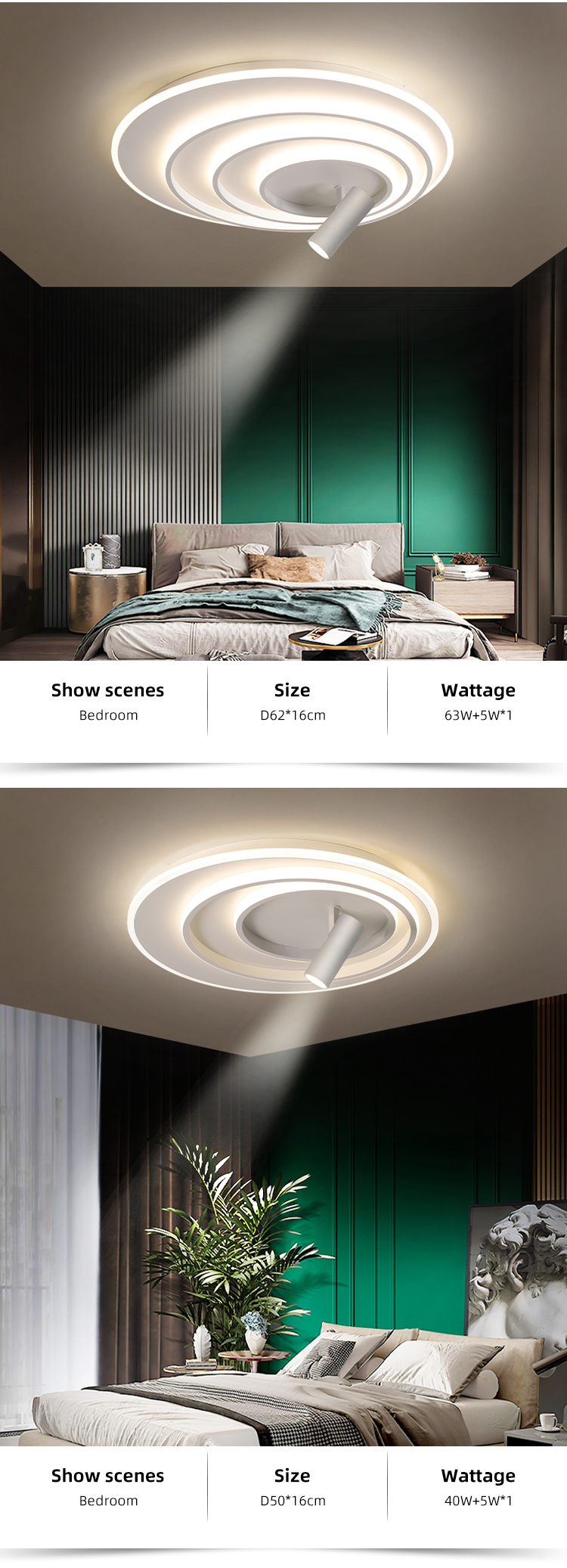 Modern Iron Acrylic Round White Benroom Home Living Room Hotel Led Ceiling Lamp