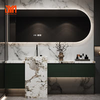 Meuble de salle de bain colonne avec lavabo intégré en dalle de roche pour cour extérieure