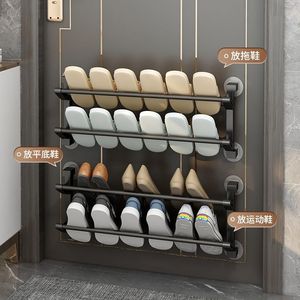 Wall Mounted Slipper Rack Multi Layer Shoe Storage Organizer For Bathroom Door Back No Drilling Required - Product Image 1