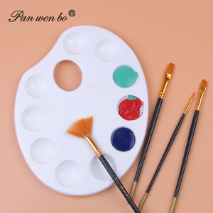 Paleta de pintura de plástico con agujero para pulgar, bandeja blanca para pintar, palés para estudiantes, manualidades de fiesta, DIY, 10 Well - Product Image 5