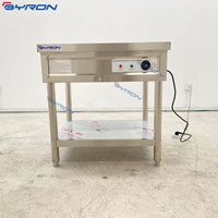 Chauffe-Plats Commercial de Comptoir en Acier Inoxydable 6 Bacs, Bain-Marie à Gaz Propane/GPL, Certifié CE, Pieds Réglables, Roulettes