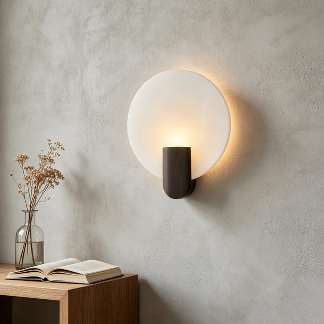 Modern Style Natural Alabaster Sconce Lamp Round LED Wall Lamp for Dining Bedroom for Hotels