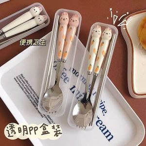 Cartoon Carrot Rabbit Portable Cutlery Stainless Steel Chopsticks <b>Spoon</b> <b>Fork</b> <b>Set</b> For Student Outdoor Travel - Product Image 5