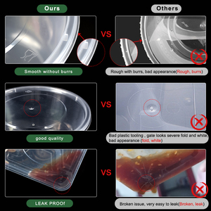 Recipiente de comida para llevar redondo transparente resistente al calor a prueba de fugas de plástico desechable con tapas - Product Image 4