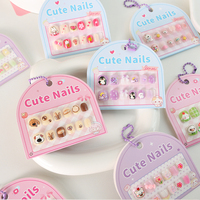 Lot de 12 faux ongles pour enfants, en ABS, 3D, dessin animé, détachables, réutilisables, mignons, pré-dessinés, à presser