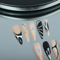 Uñas artificiales hechas a mano, pintadas a mano estilo ala de mariposa de estrella de cinco puntas, fábrica reutilizable de alta calidad al por mayor.