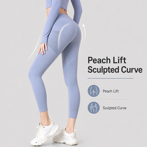 Leggings de yoga taille haute pour femmes avec poches latérales en maille, effet galbant et contrôle du ventre, pour la course et le fitness (OEM/ODM) - Product Image 2