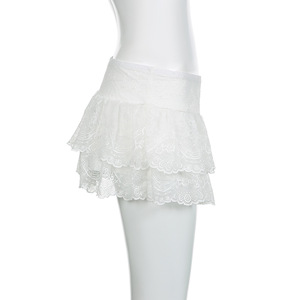 Estilo de Ballet básico Color sólido cintura alta elástico doble capa encaje pastel falda chica Sexy y fino baile <span class=keywords><strong>minifalda</strong></span> Pantalones - Product Image 6