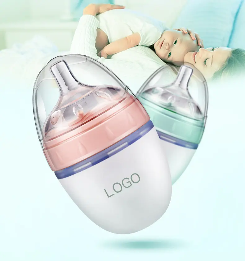 卸売コモトモ哺乳瓶ロゴBPAフリー100% 自然な感触乳首ハンズフリーシリコンミルク哺乳瓶