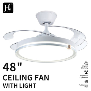 Lampe de ventilateur LED à trois couleurs DC 42 pouces en acrylique gris noir blanc argenté pour l'éclairage intérieur du salon - Product Image 2