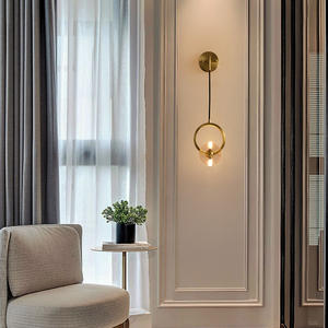 Lámpara de Pared Moderna Minimalista Totalmente de Cobre para Dormitorio de Hotel, Fondo de Cristal Creativo en Sala de Estar y Pasillo de Lujo - Product Image 5