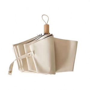 Parapluie de soleil simple à motif bois, revêtement noir, protection UV, parapluie pare-soleil, parapluie étudiant de grande valeur - Product Image 5