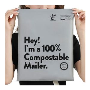 Enveloppes en polyéthylène compostables écologiques noires D2W, sacs auto-adhésifs extensibles pour cadeaux promotionnels - Product Image 1