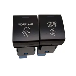 Lampu kerja persegi 22.5mm sakelar tombol tekan biru untuk lexus camry dengan kit kabel konektor