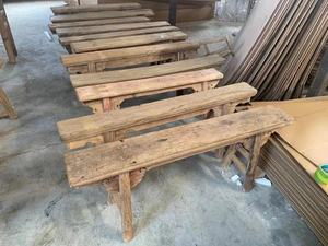 Trung Quốc Cổ Khai Hoang Cũ Bằng Gỗ Mộc Mạc Farmhouse Dài Băng Ghế Dự Bị Phân - Product Image 4