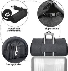 Free sample <b>Foldable</b> Backpack Waterproof Multi-function Lightweight Travel Duffle Garment Suit Bag with <b>Shoe</b> Compartment - Product Image 6